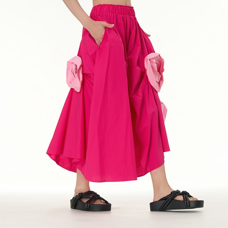 Summer Streetwear Solid Color Cotton Maxi Long Dress Skirts