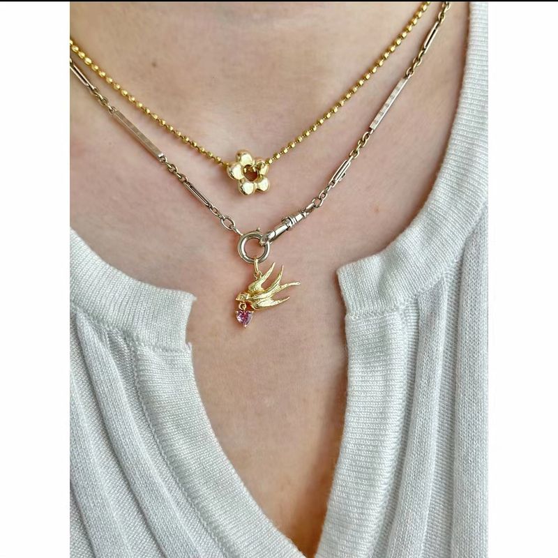 Copper IG Style Bird Pendant Necklace