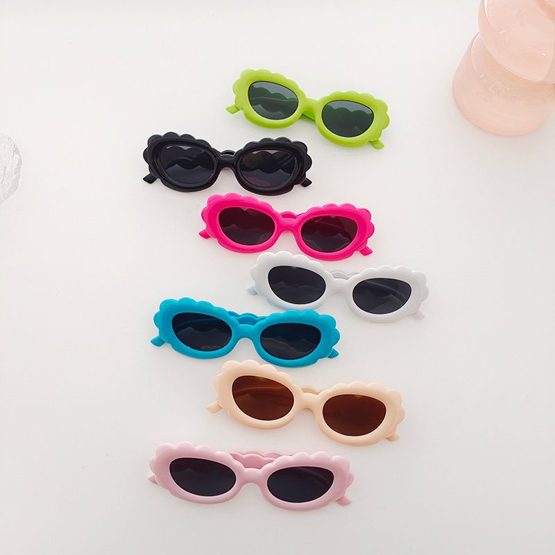 Dulce Color Sólido Ordenador Personal Resina Marco Ovalado Fotograma Completo Gafas De Sol Para Niños