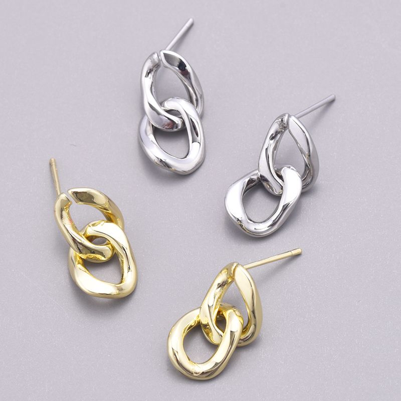 1 Pair Casual Simple Style Chain Copper White Gold Plated Drop Earrings