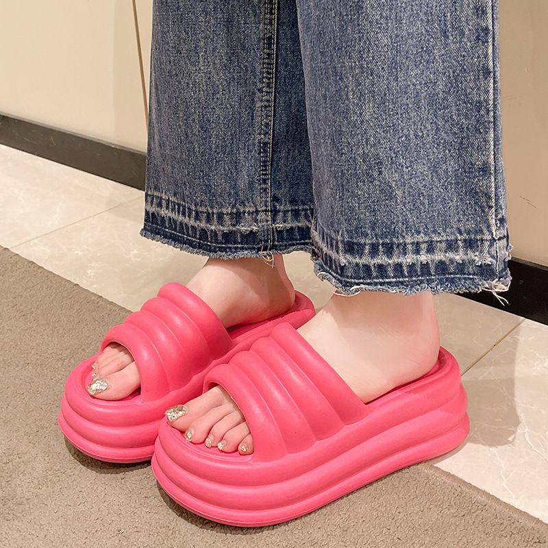 Women's Casual Solid Color Round Toe Slides Slippers