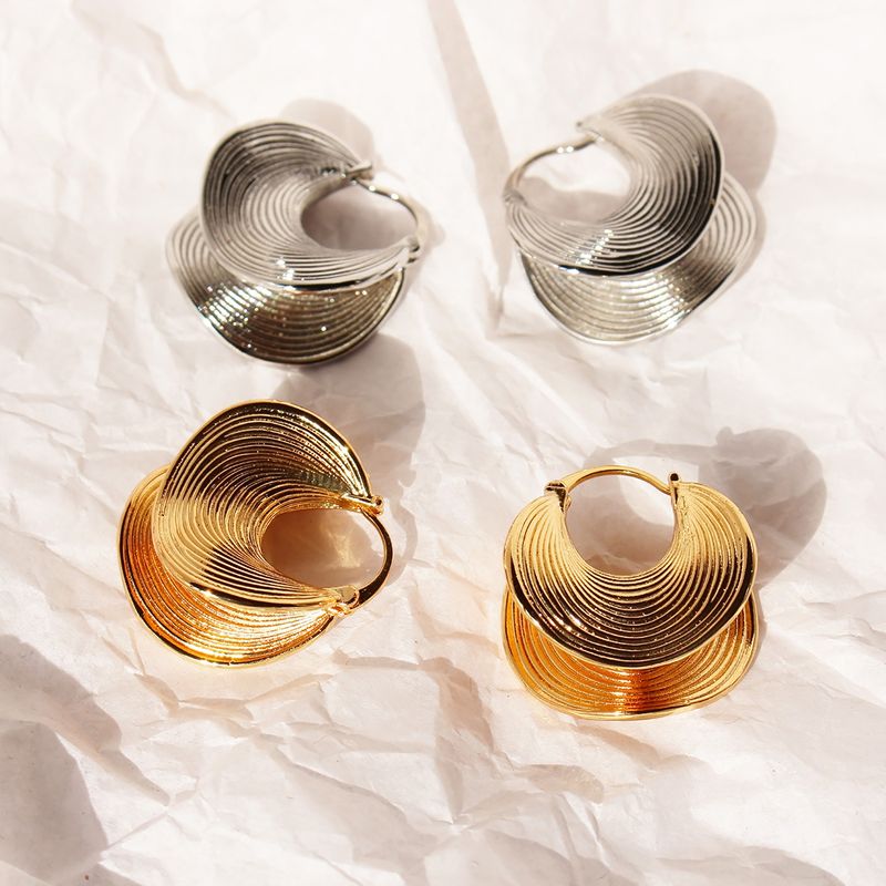 1 Pair Simple Style Geometric Plating Brass Hoop Earrings