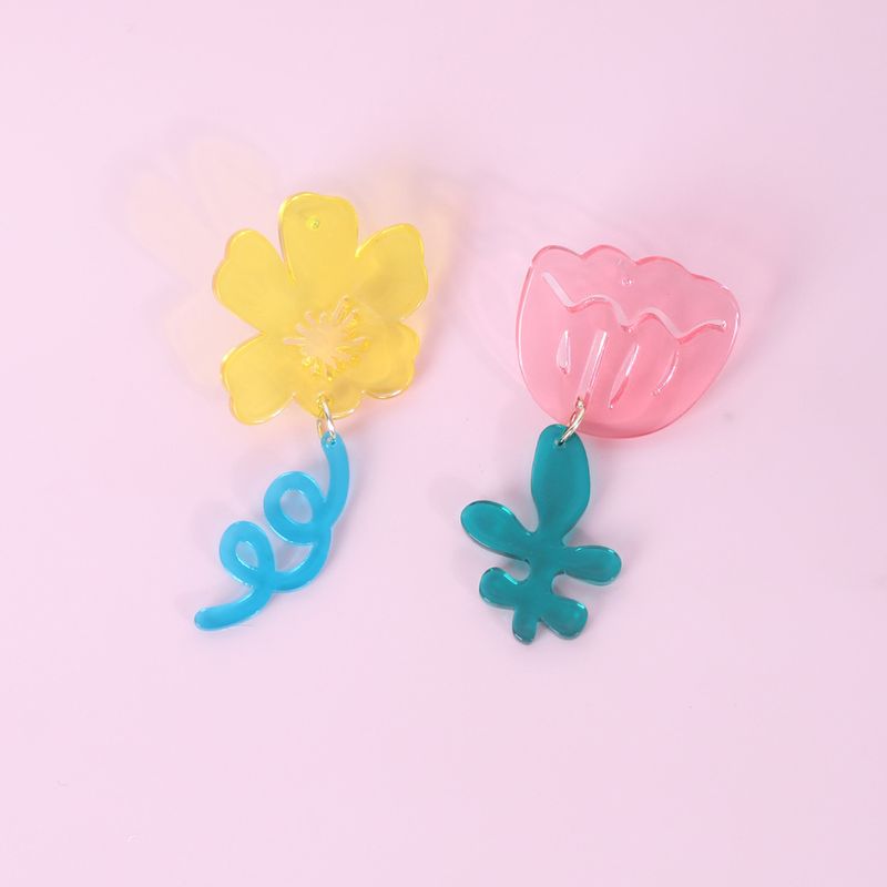Sweet Simple Style Flower Arylic Drop Earrings