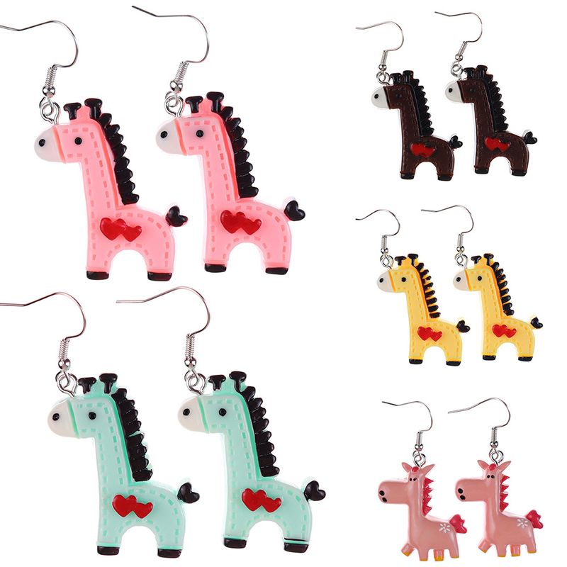 1 Pair Cartoon Style Cute Horse Plastic Drop Earrings