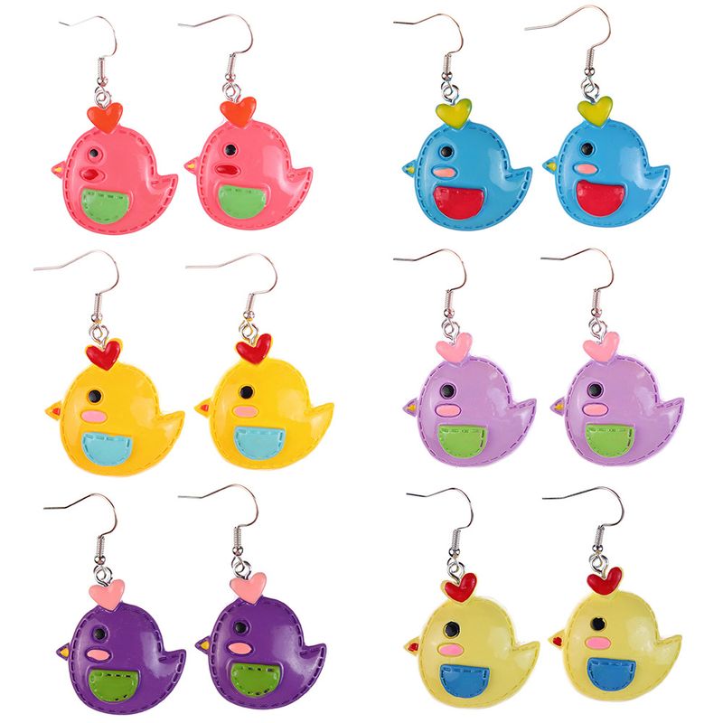 1 Paire Style De Bande Dessinée Mignon Poussin Plastique Boucles D'oreilles