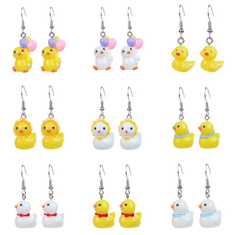 1 Pair Cartoon Style Cute Duck Plastic Drop Earrings