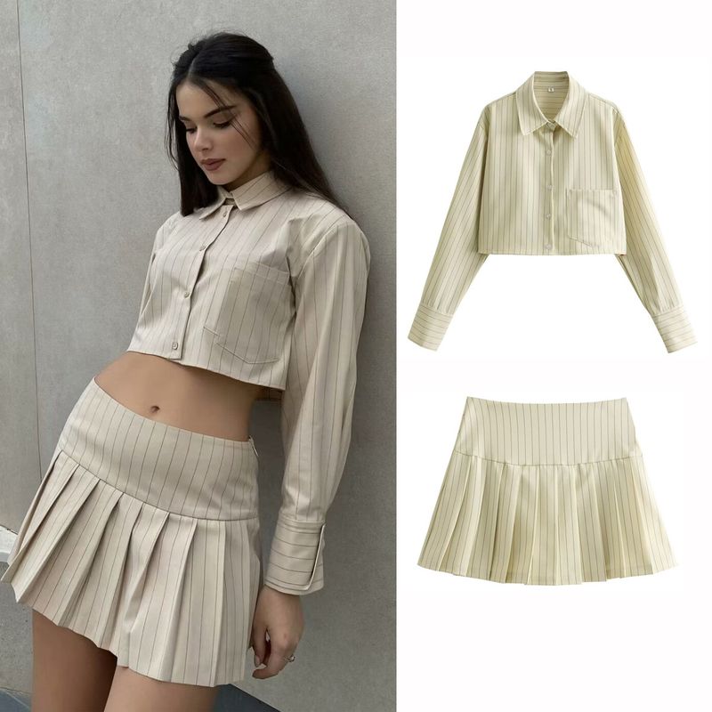 Daily Women's Streetwear Stripe Polyester Skirt Sets Skirt Sets