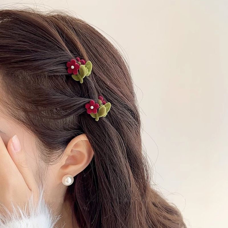 Women's Sweet Cherry Flower Alloy Hair Clip
