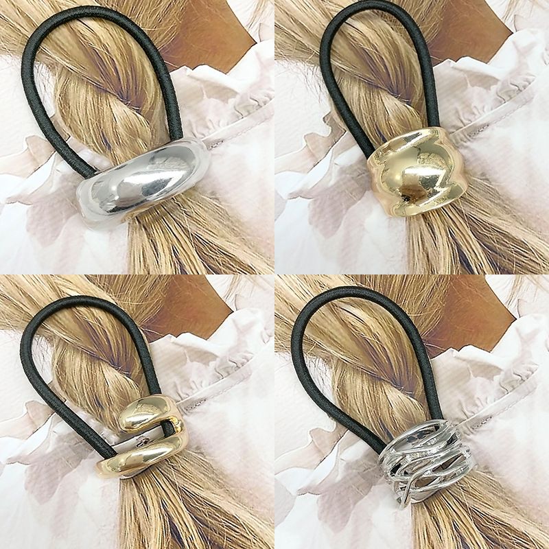 Women's Simple Style Solid Color Alloy Rubber Band Hair Tie