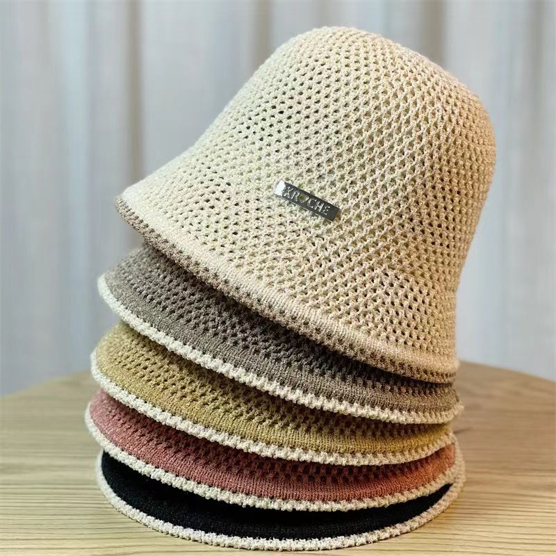 Women's Casual Solid Color Hollow Out Wide Eaves Bucket Hat