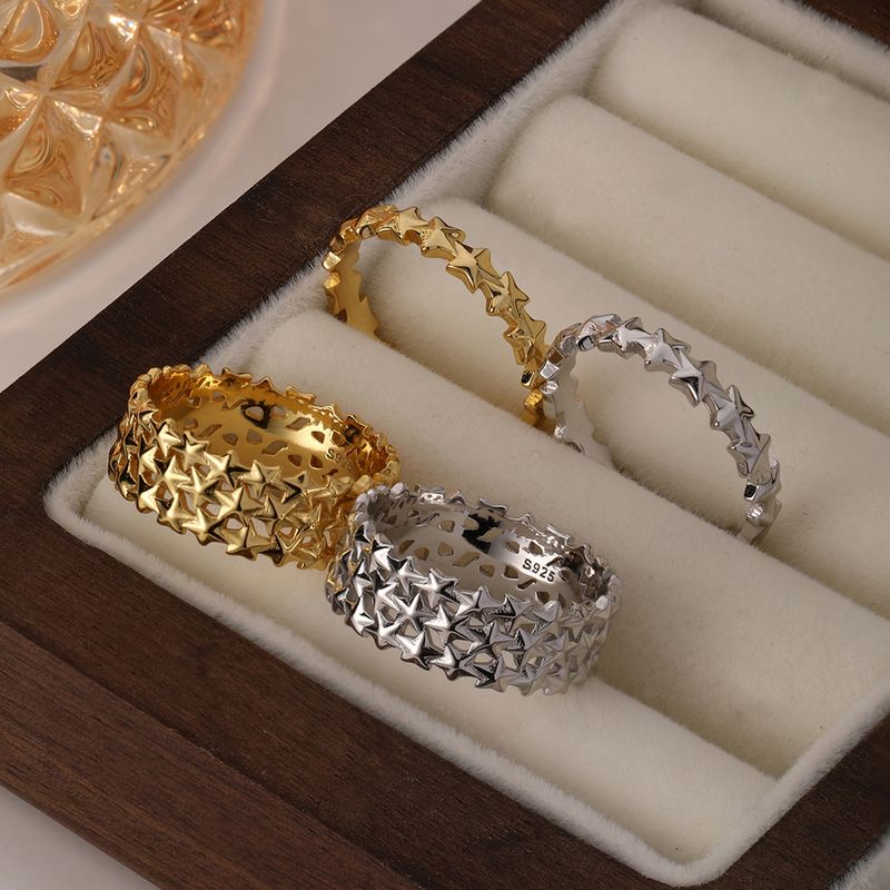 Sterling Silber Weißgold Plattiert Vergoldet Elegant Glam Luxuriös Stern Ringe