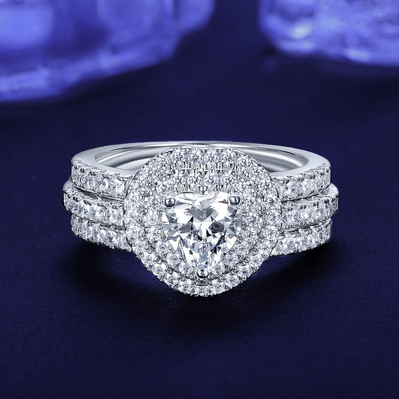 Wholesale Jewelry Wedding Streetwear Round Heart Shape Copper Zircon Inlay Rings