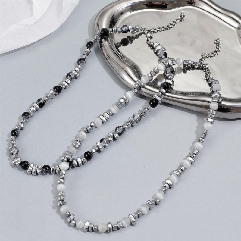 Einfacher Stil Geometrisch Perlen Opal Titan Stahl Irregulär Unisex Halskette Mit Anhänger