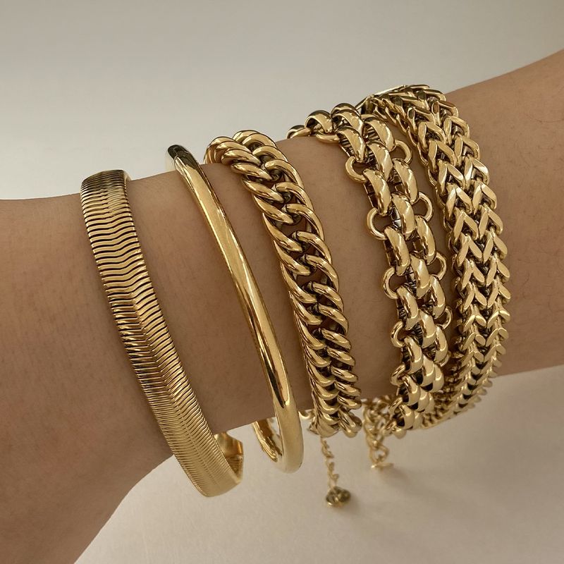 Casual Simple Style Geometric 304 Stainless Steel 16K Gold Plated White Gold Plated Gold Plated Bracelets In Bulk