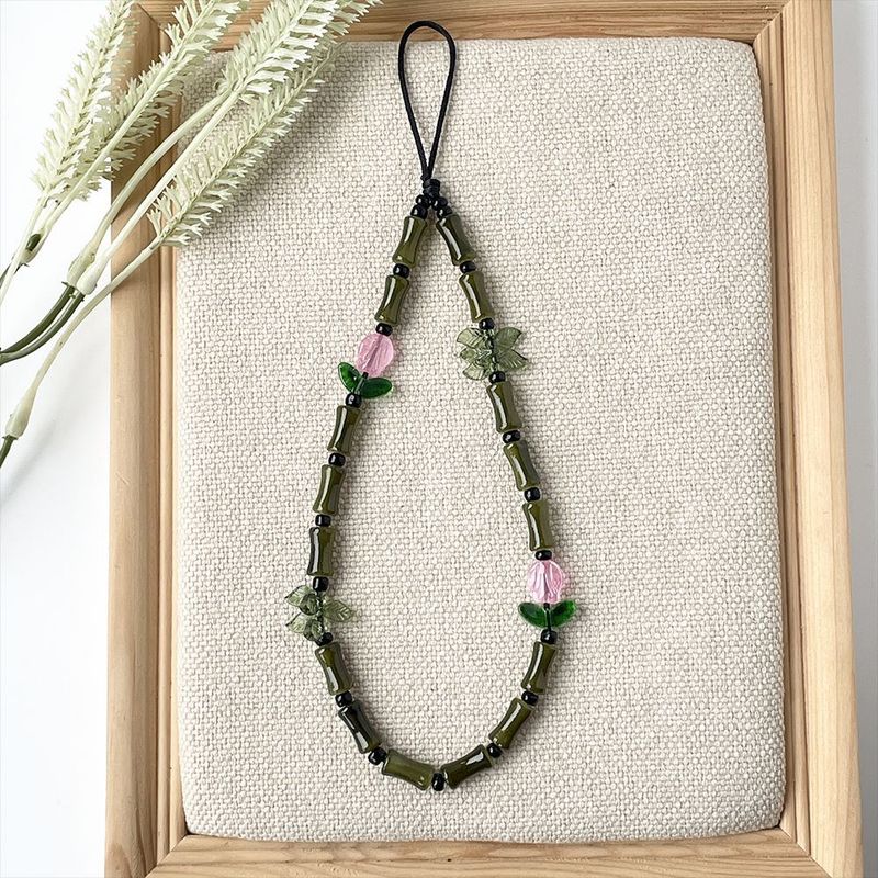 Pastoral Bamboo Arylic Glass Mobile Phone Chain