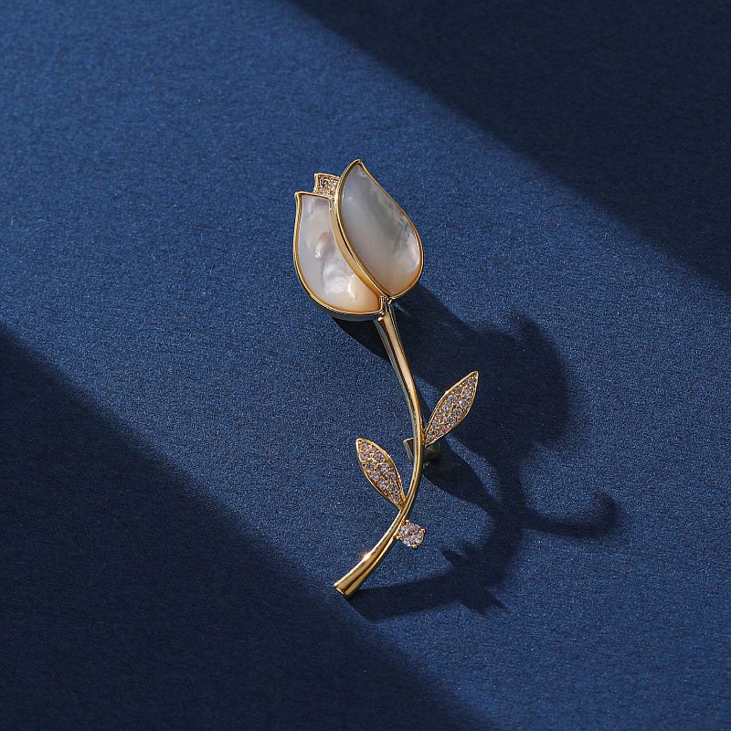 Elegant Blume Kupfer Frau Broschen
