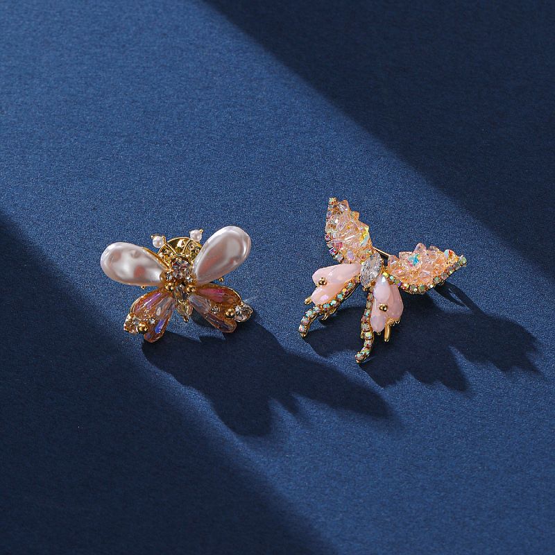 Elegant Schmetterling Barocke Perlen Kupfer Frau Broschen