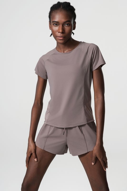 Style Simple Style Classique Couleur Unie Nylon Col Rond Active Tops T-Shirt