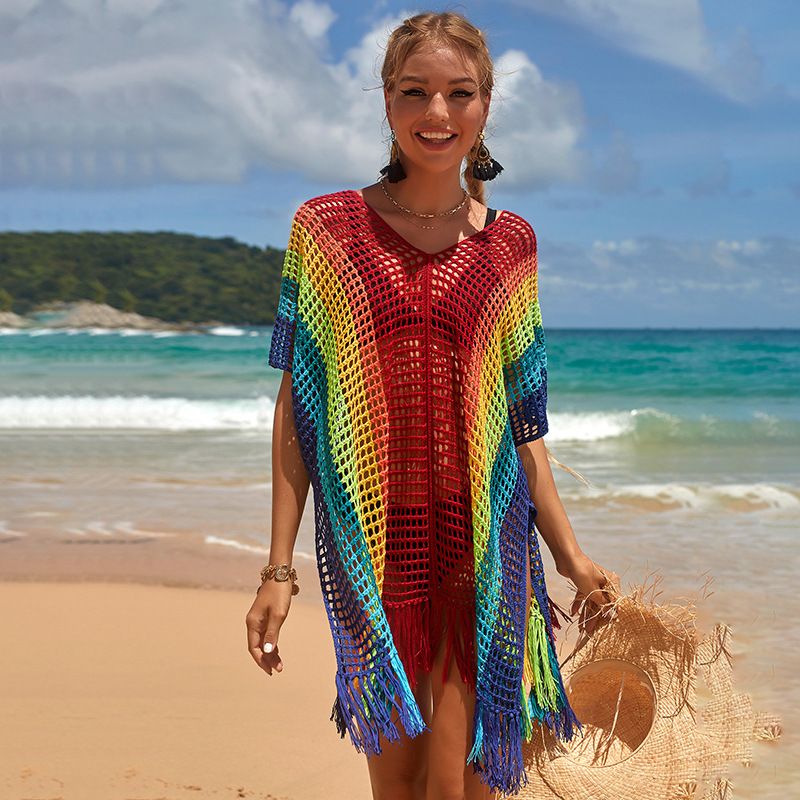 Women's Color Block Simple Style Cover Ups