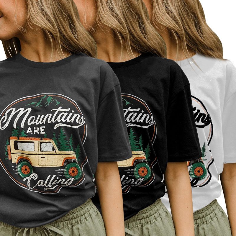 Women's T-shirt Short Sleeve T-Shirts Printing Vacation Letter