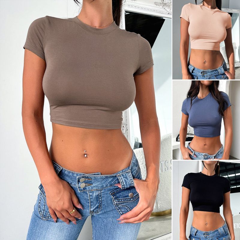 Mujeres Top Corto Cruzado Camisetas Sin Mangas Vacaciones Color Sólido