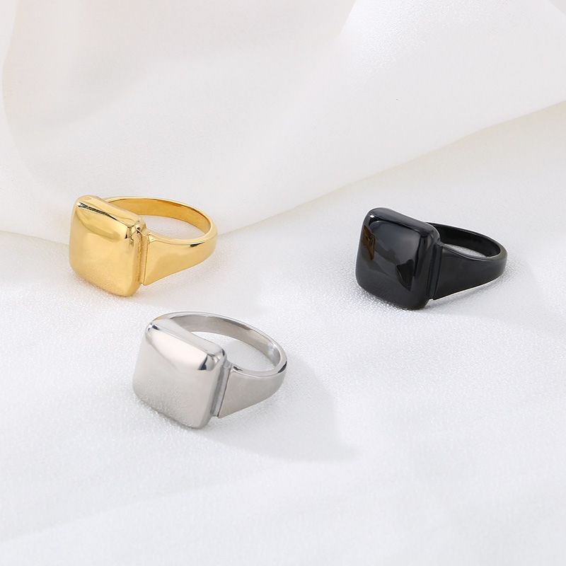 Acero Inoxidable Chapados en oro de 18k Estilo Simple Cuadrado Anillos