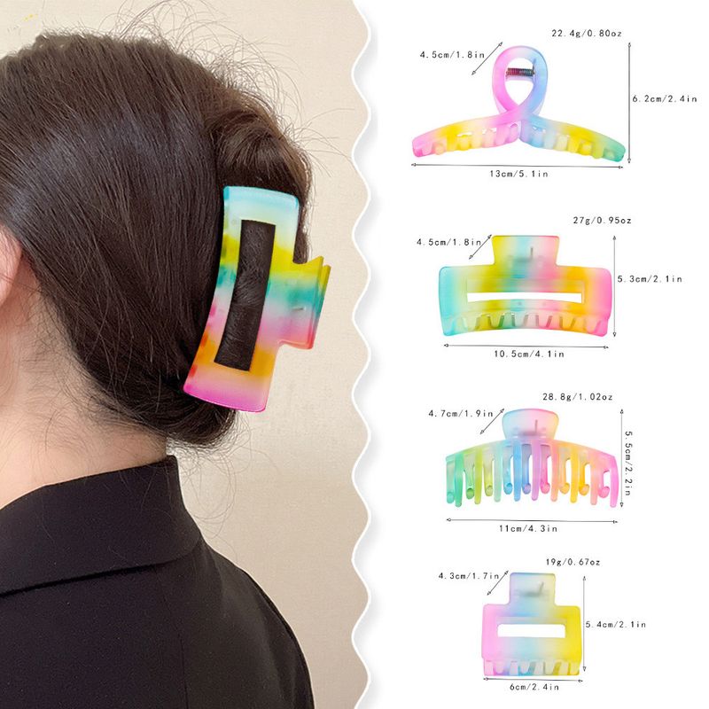 Women's Sweet Simple Style Rainbow Plastic Hair Claws