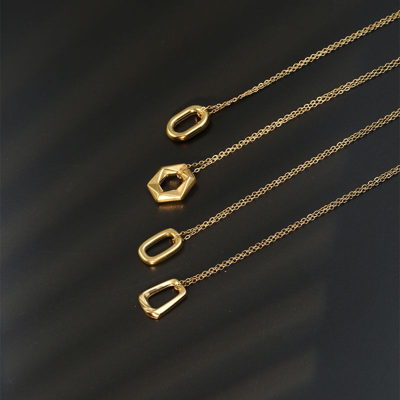 Acero Inoxidable Chapados en oro de 18k Estilo Simple Geométrico Collar Colgante