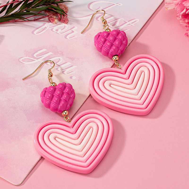 1 Pair IG Style Sweet Heart Shape Arylic Drop Earrings