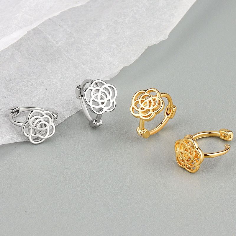 1 Pair Simple Style Flower Plating Sterling Silver Earrings