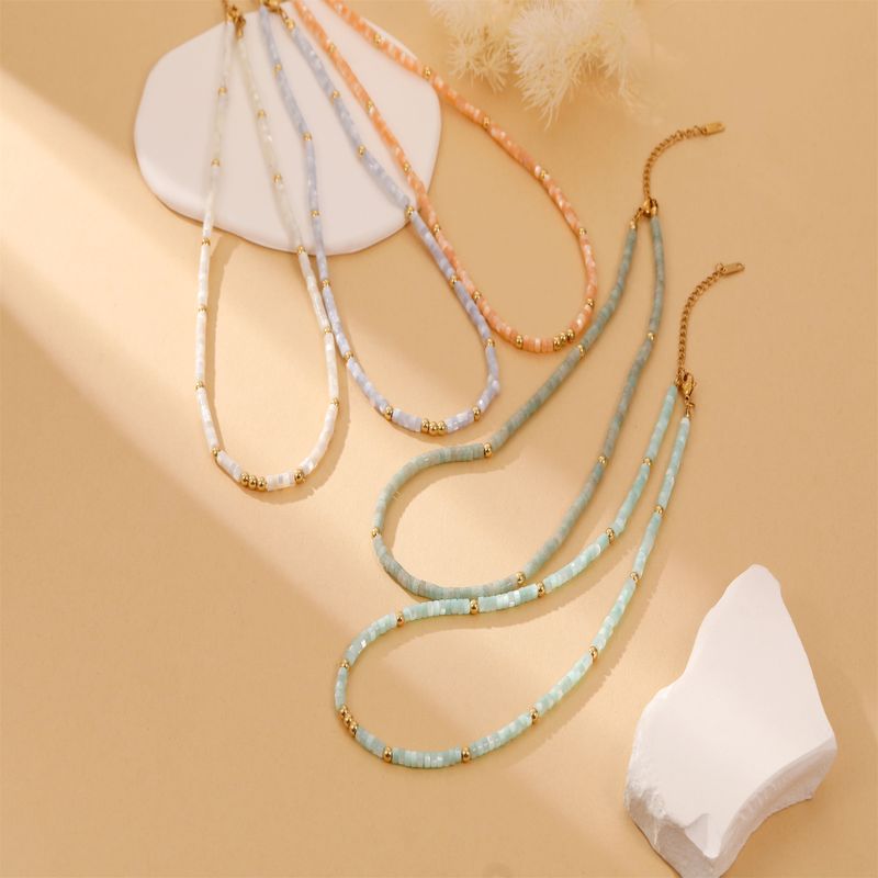 Stainless Steel Natural Stone Casual Simple Style Geometric Necklace