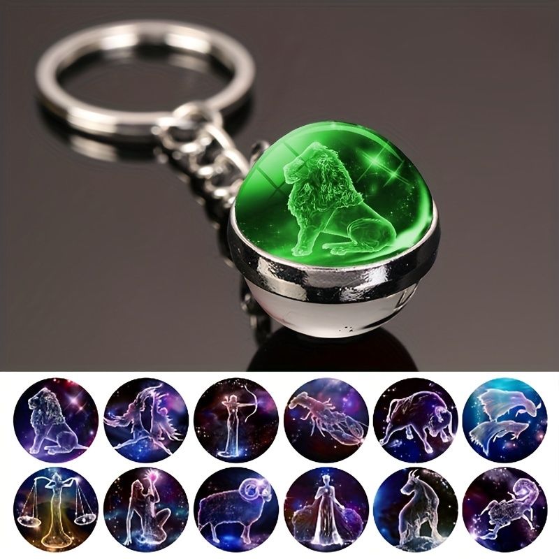 Simple Style Constellation Glass Synthesis Alloy Glass Unisex Keychain