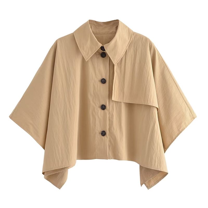Women's Simple Style Solid Color Coat Cloak Trench Coat