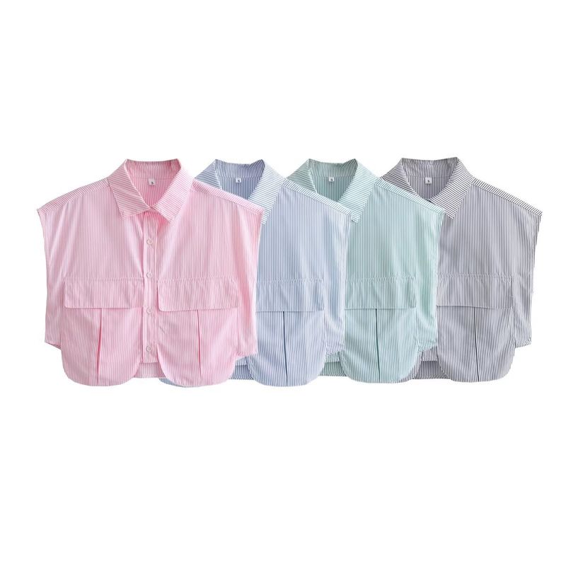 Women's Shirt Blouse Short Sleeve Blouses Pocket Vacation Geometric
