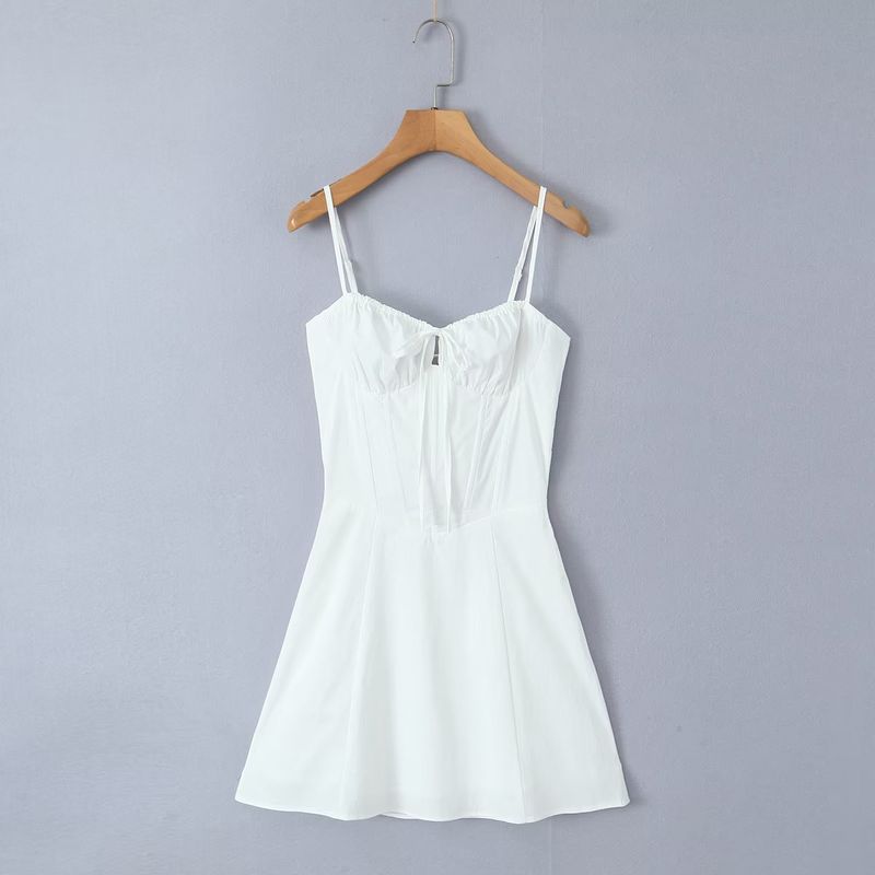 Women's Strap Dress Simple Style Strap Backless Sleeveless Solid Color Above Knee Holiday Street