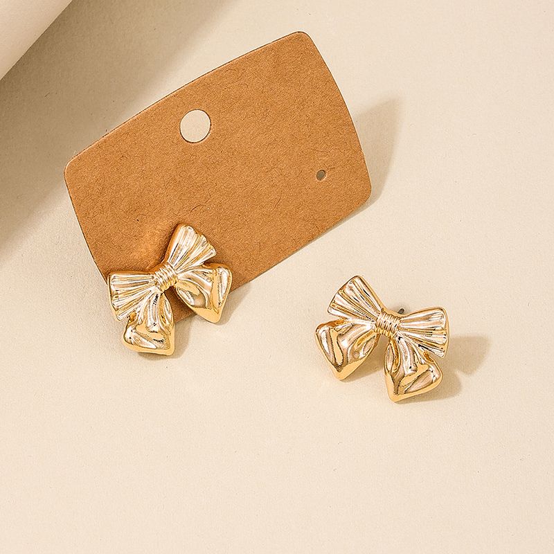 1 Pair Simple Style Bow Knot Plating Alloy Ear Studs