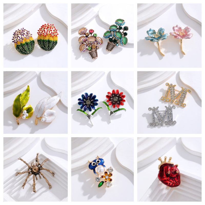 IG Style Simple Style Leaf Plant Flower Alloy Inlay Rhinestones Pearl Unisex Brooches