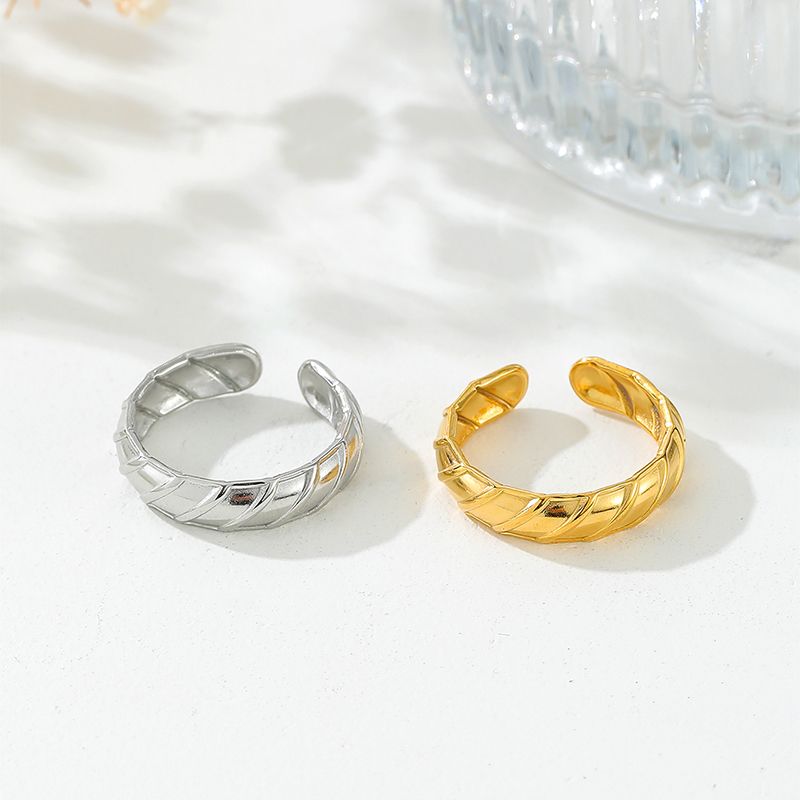 Rostfreier Stahl Vintage-Stil Einfacher Stil Einfarbig Offener Ring