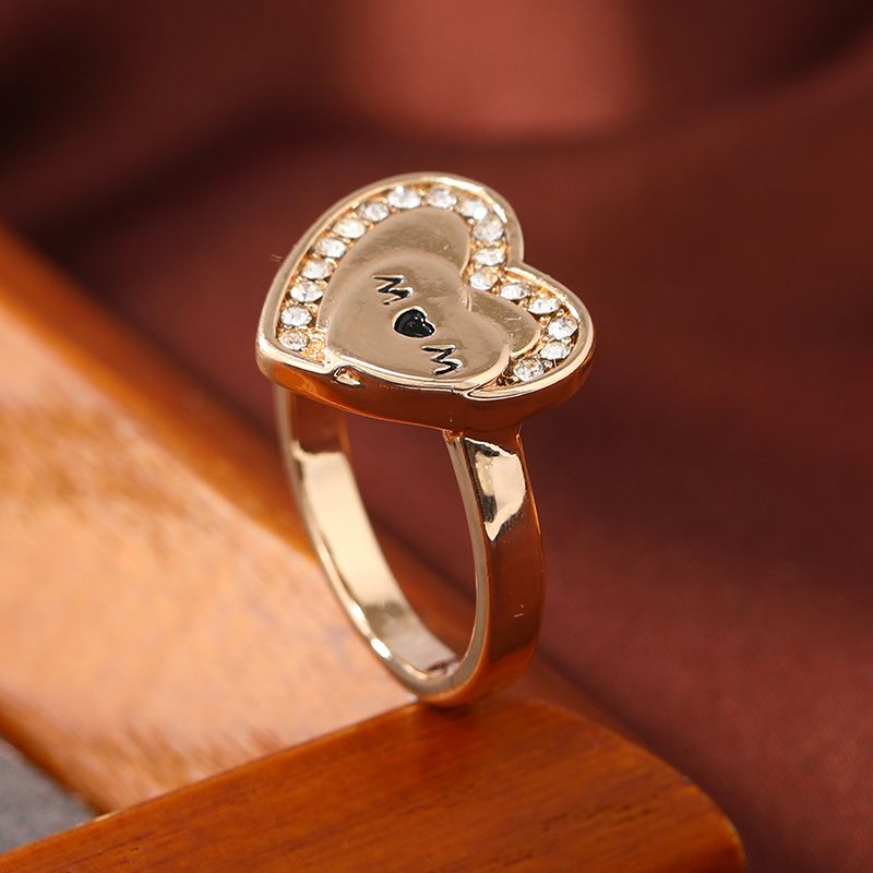 Großhandel Schmuck Elegant Einfacher Stil Brief Herzform Legierung Strasssteine Ringe
