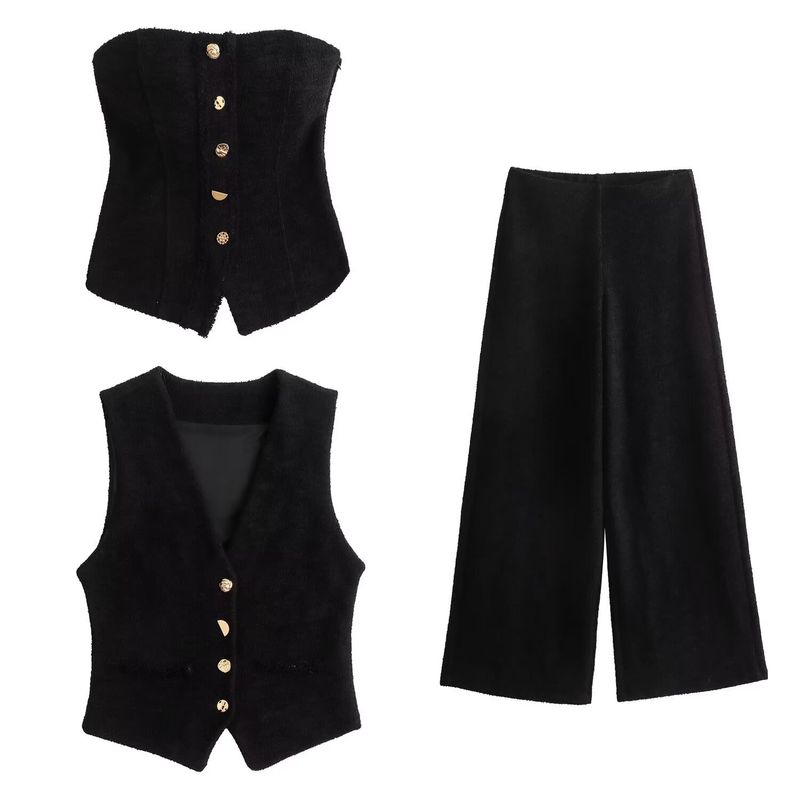 Holiday Women's Streetwear Solid Color Polyester Zipper Pants Sets Pants Sets