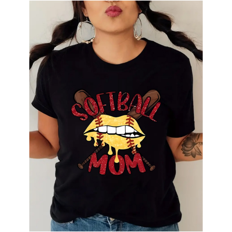 Women's T-shirt Short Sleeve T-Shirts Printing Casual Mouth Letter