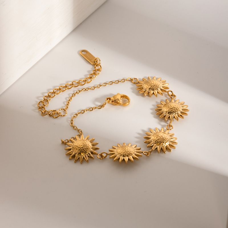Stainless Steel 18K Gold Plated IG Style Flower Bracelets