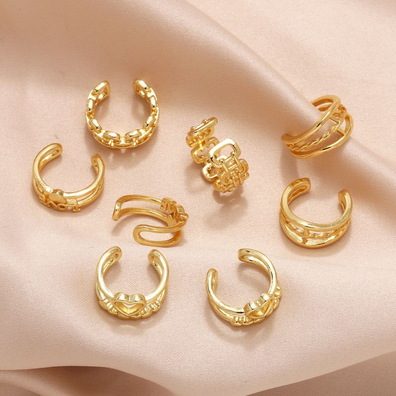 1 Pair Simple Style Geometric Letter Heart Shape Plating Copper 18K Gold Plated Ear Cuffs