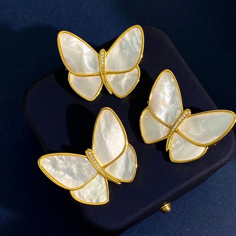 IG Style Commute Butterfly Alloy Inlay Shell Zircon Unisex Brooches 1 Piece