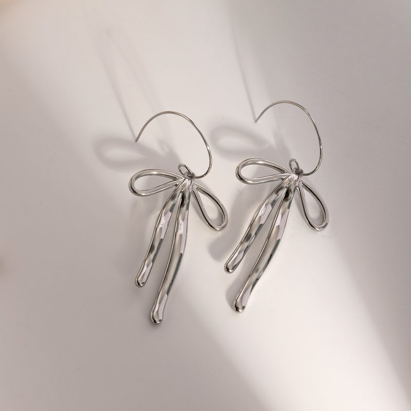 1 Pair IG Style Elegant Bow Knot 304 Stainless Steel Drop Earrings