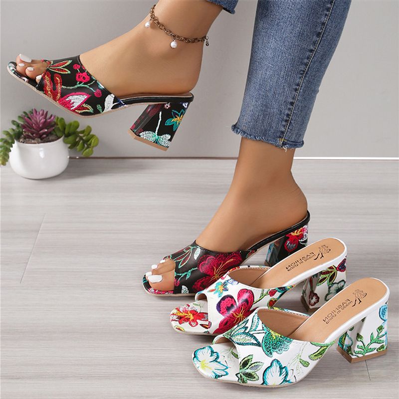 Women's Vintage Style Colorful Point Toe Slides Slippers
