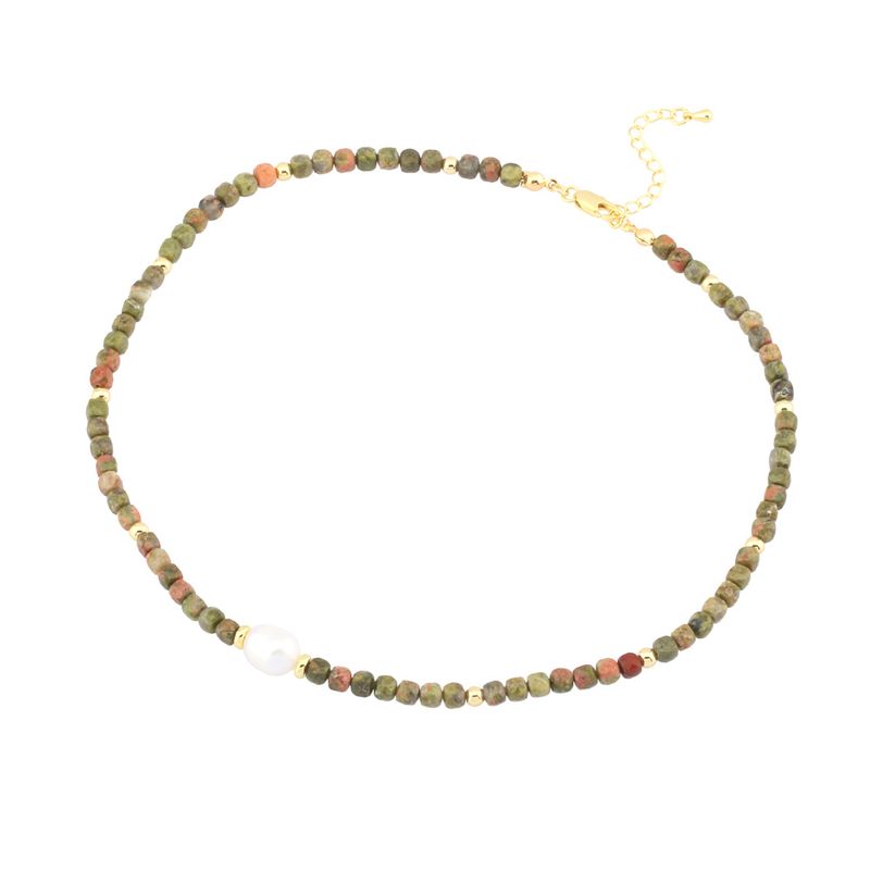IG-Stil Vintage-Stil Perle Stein 18 Karat Vergoldet Halsband In Masse