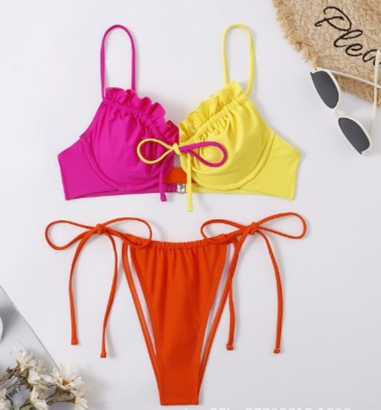 Women's Multicolor 2 Pieces Set Bikinis Swimwear