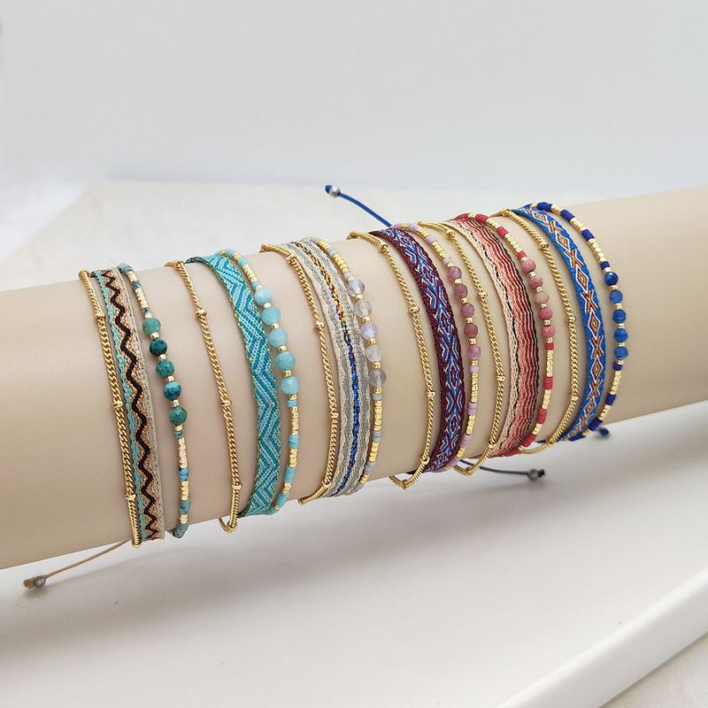 Lässig Ethnischer Stil Geometrisch Perlen Seil Kupfer Stricken Frau Kordelzug Armbänder 1 Stück
