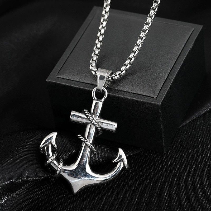 Casual Simple Style Anchor Titanium Steel Men's Pendant Necklace